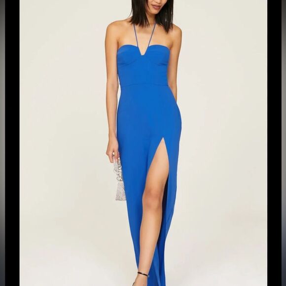 Amanda Uprichard bright blue gown with slit - Picture 1 of 7